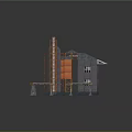Industrial Architecture Featuring Cylindrical Tower Metal Framework Pipes And Orange Sections 3d model