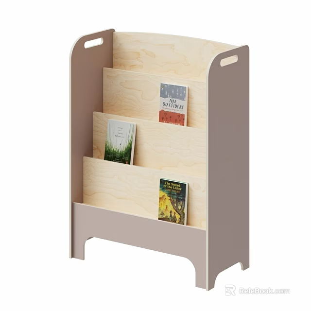 Simple Wooden Bookshelf With Multiple Layers For Organizing Books In Kids Room 3d model 