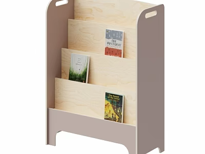 Simple Wooden Bookshelf With Multiple Layers For Organizing Books In Kids Room 3d model