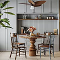 Cozy Dining and Living Room Interior With Wooden Ceiling Sofa Pillows And Green Plants