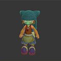 Cute Cartoon Style Toy Doll With Orange Blue Clothing Hat And Shoes