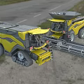 Modern Yellow Combine Harvesters With Large Header For Efficient Crop Harvesting 3d model