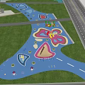 Waterfront Landscape Design With Green Spaces Walking Paths Circular Lawns And Water Features
