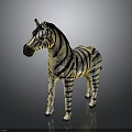 Detailed Standing Zebra Model With Black White Stripes And Glossy Reflective Base 3d model