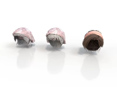 Three Patterned Hair Turbans in Pink and Brown for Daily Use 3d model