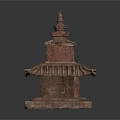 Traditional Bronze Colored Pagoda Architecture With Multi layered Roofs And Square Base