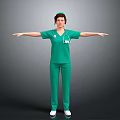 Game Movie Nurse Character In Green Uniform With Arms Outstretched Standing Pose