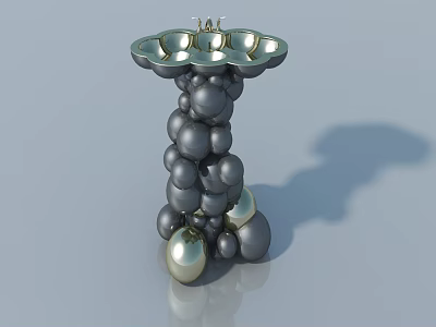 Modern Flush Door With Metallic Structure And Unique Sphere Design Elements 3d model