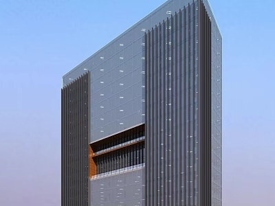 Modern Hotel Building Exterior Design With Vertical Lines And Sleek Facade 3d model