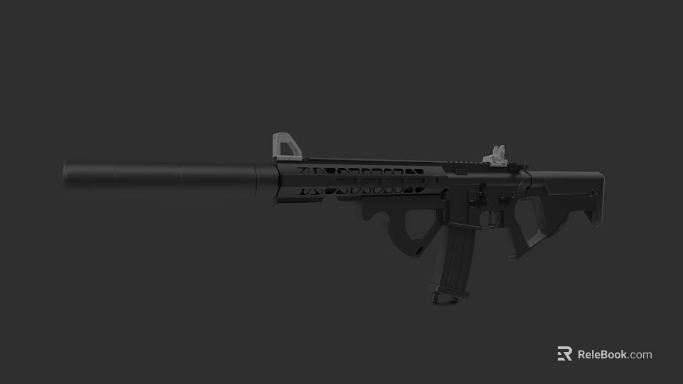 Tactical Modern Rifle With Long Barrel Picatinny Rail Magazine And Ergonomic Grip 3d model 