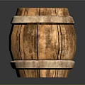 Rustic Wooden Barrel Decorative Ornament Set with Natural Bands and Wood Grain Details
