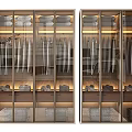 Elegant Modern Wardrobe Interior With Glass Doors Hanging Clothes And Storage