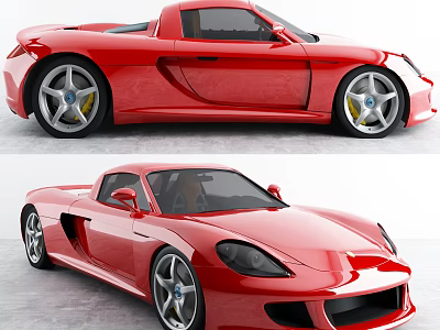 Red Sports Car Featuring Sleek Aerodynamic Body And Shiny Alloy Wheels 3d model