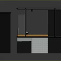 Stylish Cafe Counter With Black Frame Orange Top Coffee Machine Cups And Red Sign