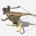 Ancient Wooden Siege Weapon With Wheels Launch Mechanism And Metal Parts Structure
