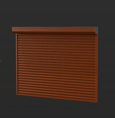 Brown Metal Roller Shutter Exterior Design With Vertical Slats And Durable Finish 3d model