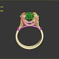 Elegant Gold Ring With Shiny Band And Green Gemstone Centerpiece Design