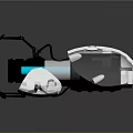 Advanced Space Probe Featuring White Main Body Blue Glowing Section And Black Mechanical Arms