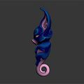 Vibrant 3D Fantasy Creature Character With Large Ears Blue Pink Smooth Body Design