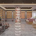 Tobacco and Liquor Store Interior With Coolers Shelves Seating Area And Bar Counter