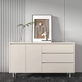 Modern Entryway Console Cabinet With Storage Drawers And Decorative Artwork 3d model