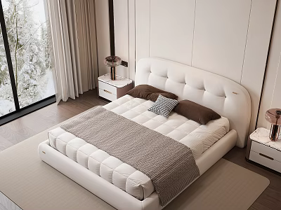 Home bedroom double bed master bedroom ornaments 3d model