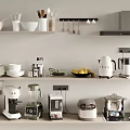 Modern Essential Kitchen Appliances On Countertop With Coffee Maker Blender Toaster Rice Cooker