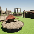 Ancient Architectural Models With Various Shapes And Styles On Green Surface 3d model