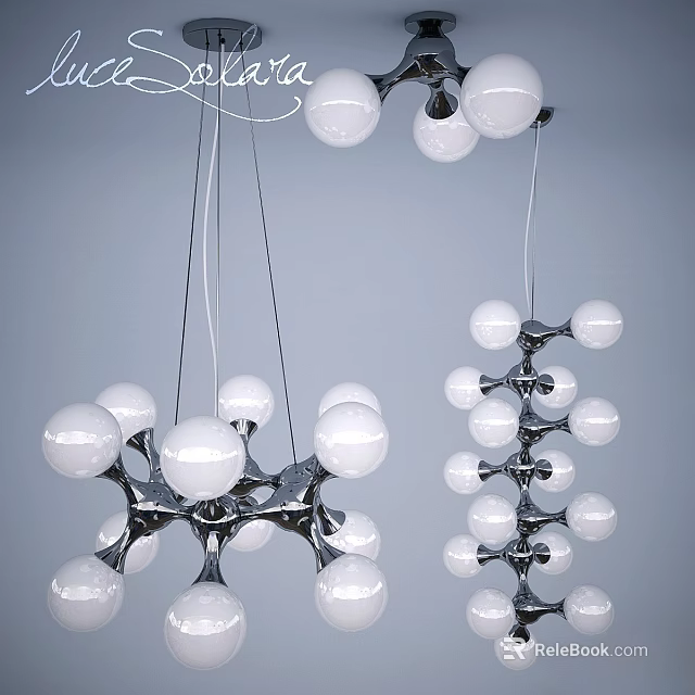 Stylish Modern Chandelier With Spherical Glass Bulbs And Sleek Metal Frame 3d model 