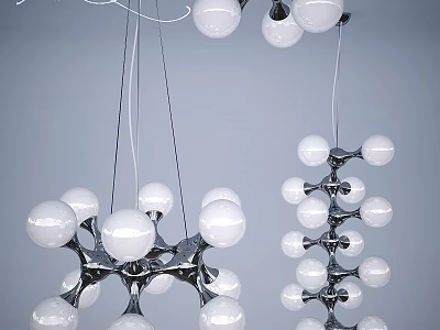Stylish Modern Chandelier With Spherical Glass Bulbs And Sleek Metal Frame 3d model