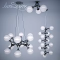 Stylish Modern Chandelier With Spherical Glass Bulbs And Sleek Metal Frame