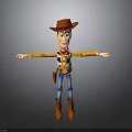 3D Cowboy Character Model Wearing Brown Hat Plaid Shirt Blue Jeans And Brown Boots