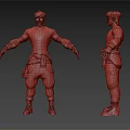 3D Character Model In Yellow Tactical Outfit With Front Side View And Armored Gear Details