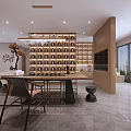Modern Tea House Interior With Wooden Shelves Tea Display And Seating Area