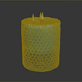 Elegant Blue Household Candle With Honeycomb Texture And Burning Wicks