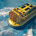 Yellow Amphibious Yacht Navigating Blue Ocean Waters 3d model