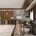 Light luxury reception area reception hall 3d model