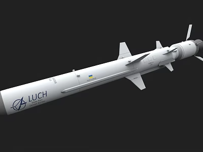 LUCH Missile White Body With Fins Military Weapon Aerodynamic Design Structure 3d model