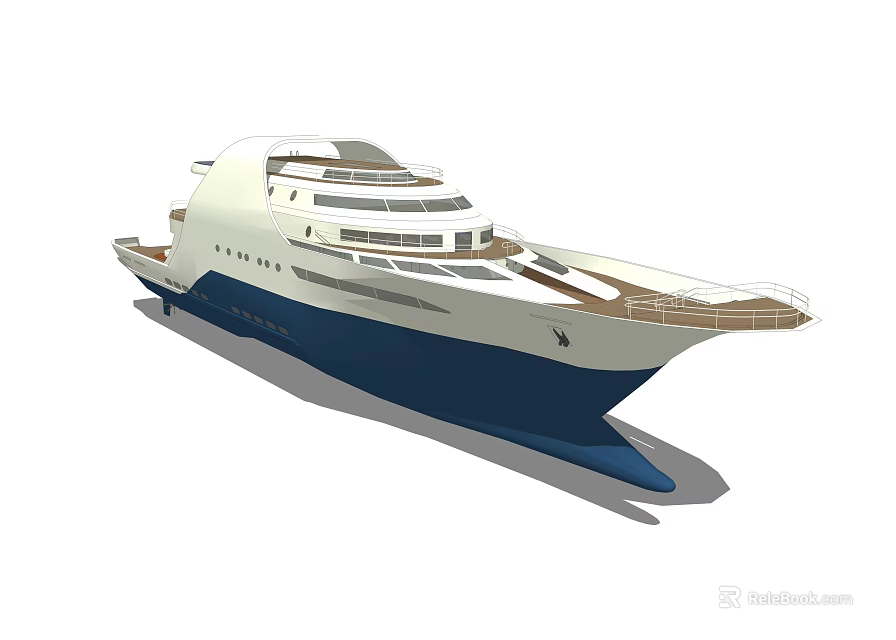 Modern Luxury Cruise Ship With Blue White Color And Multi Decks 3d model 
