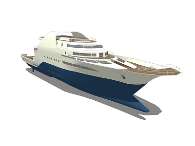 Modern Luxury Cruise Ship With Blue White Color And Multi Decks 3d model
