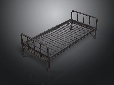 Minimalist Metal Single Bed Frame With Slatted Base And Sturdy Legs 3d model