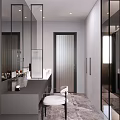 Modern Bathroom Interior With Double Vanity Marble Countertop And Storage Cabinets 3d model