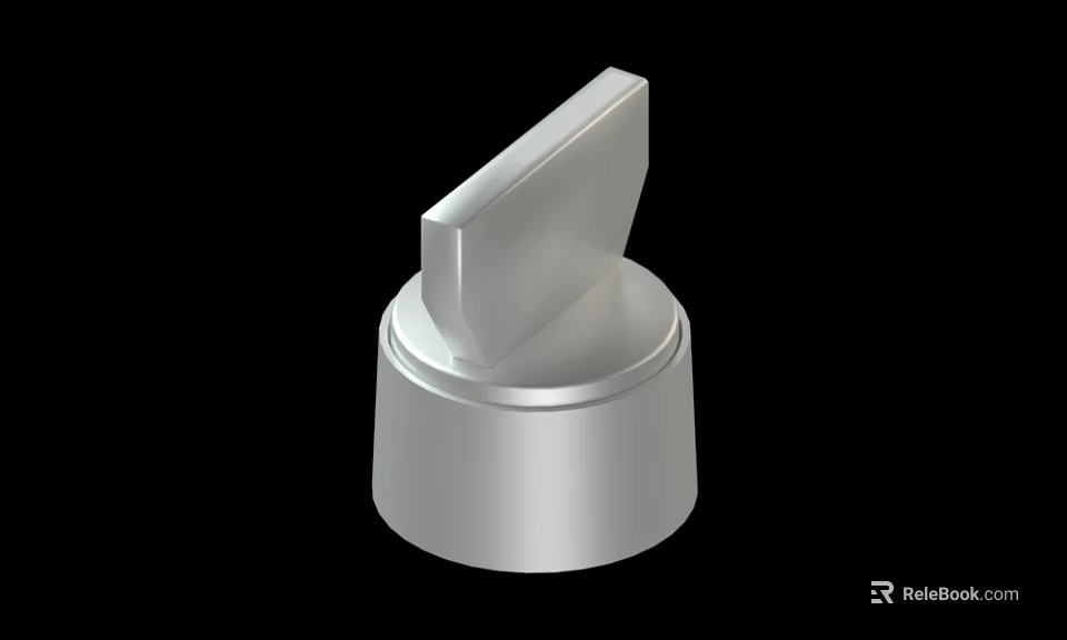 Modern Silver Metal Knob With Cylindrical Base And Rectangular Handle Design 3d model 