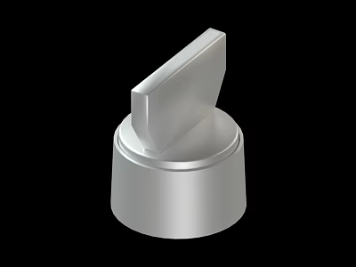 Modern Silver Metal Knob With Cylindrical Base And Rectangular Handle Design 3d model