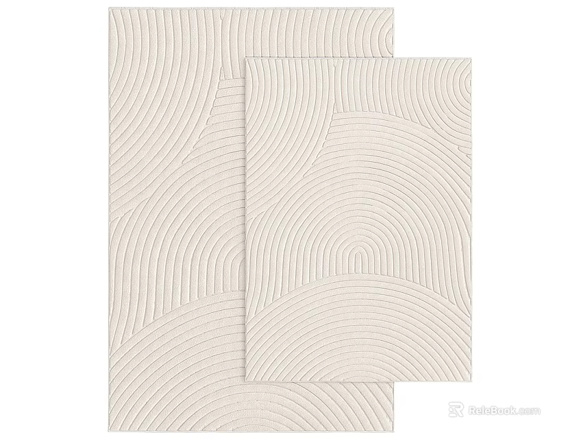 Set of Two Cream Colored Square Rugs With Soft Wavy Patterns And Textures 3d model 