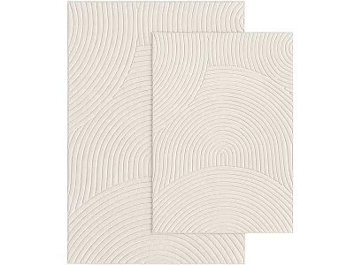 Set of Two Cream Colored Square Rugs With Soft Wavy Patterns And Textures 3d model