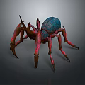 3D Model Spider With Blue Green Body And Red Textured Legs On Gray Background