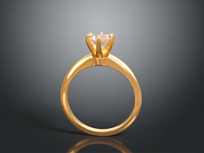 Elegant Gold Ring With Sparkling Diamond Centerpiece For Fashion Jewelry 3d model