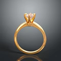 Elegant Gold Ring With Sparkling Diamond Centerpiece For Fashion Jewelry