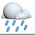 Natural Scene With White Fluffy Cloud And Falling Blue Raindrops